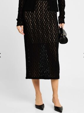 Vince Black Lace Midi Skirt